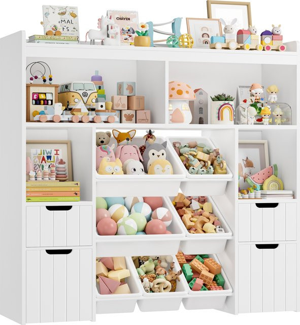 Getone Kinderregal mit Boxen auf Rollen in Weiß für das Kinderzimmer oder Schlafzimmer - Bild 1