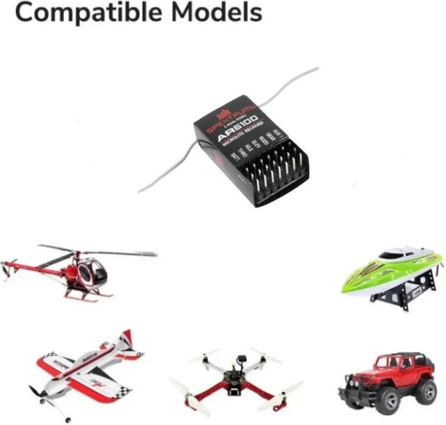 Spektrum AR6100 DSM2 6CH Rx Microlite Empfänger in Schwarz für RC Flugzeug, Hubschrauber, Drone und FPV Racing - Bild 1