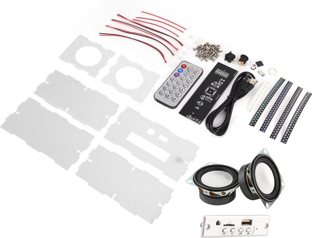 DIY Bluetooth Lautsprecher Bausatz mit 12-Kanal-Spektrum und transparentem Gehäuse in Weiß von KONNWEI - Bild 1