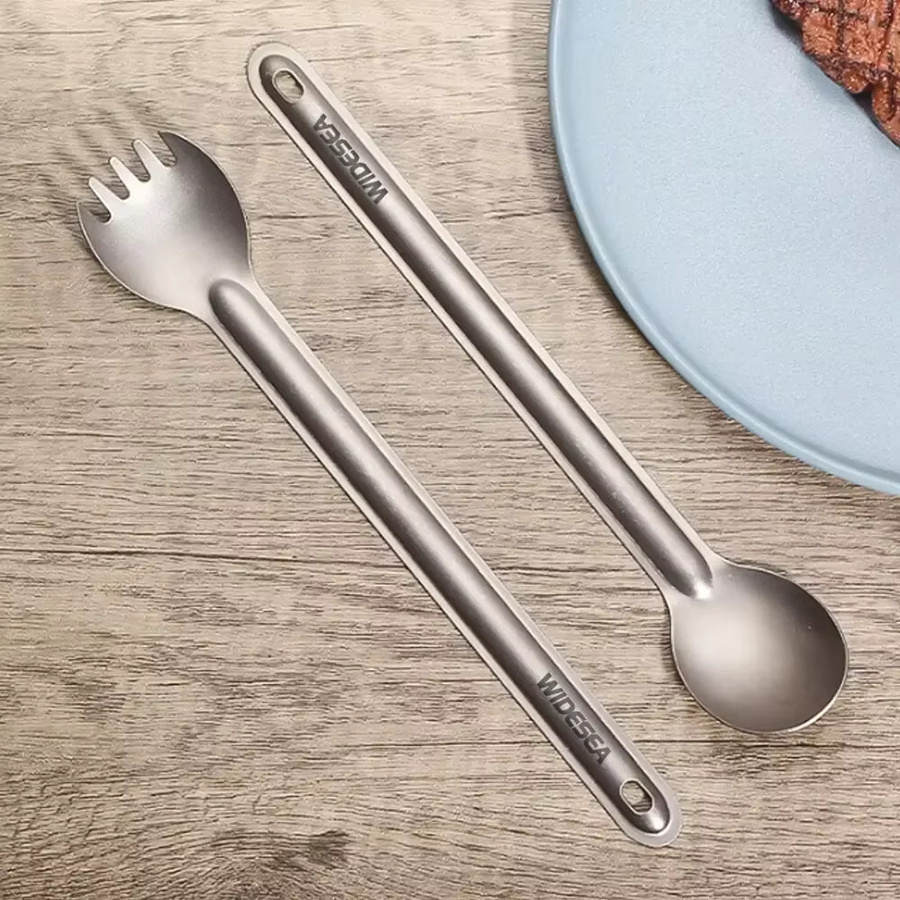 Widesea Spork Löffel aus Titan in Silber, ultraleichtes Camping-Geschirr für Picknick und Wandern - Bild 3