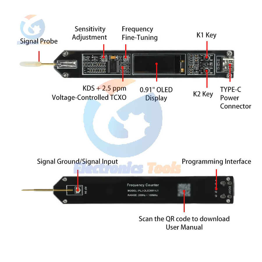 Aideepen Frequenzzähler im Stifttyp für 200 Hz bis 100 MHz, Präziser HF-Signal-Frequenzmesser zur Kalibrierung von MF, HF, VHF, FM und MCU Oszillatoren - Bild 2