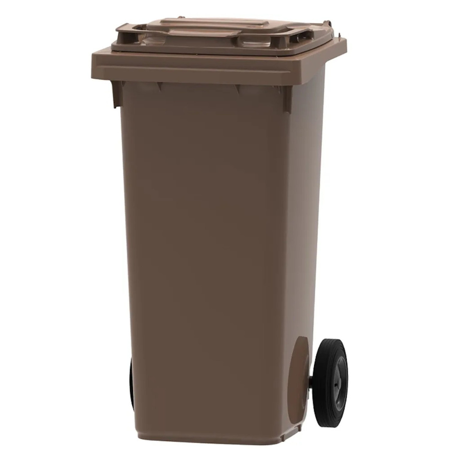 PROREGAL Mülltonne Müllgroßbehälter mit 2 Rädern, 120 Liter, Braun, H x B x T: 97,4 x 47,9 x 55,5 cm - Bild 2