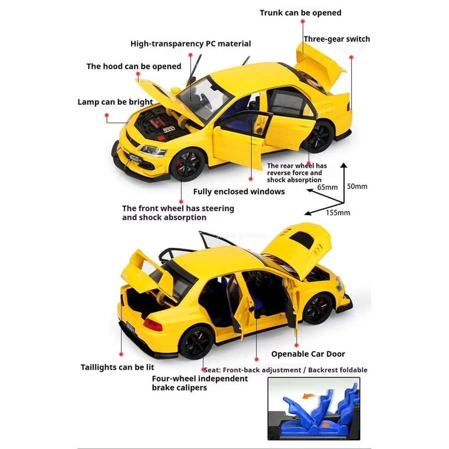 RMZ city Lancer EVO IX Rennwagen-Modell, 1:32 Maßstab, mit Licht und Sound - Bild 2