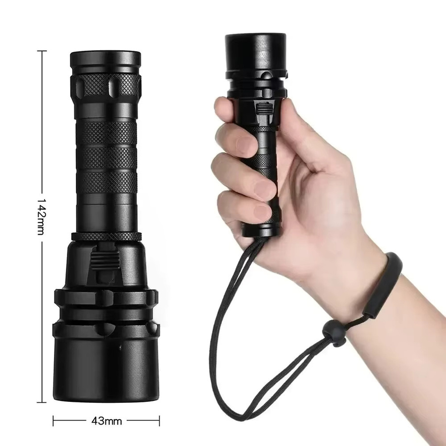 ESMARTER Professionelle Tauchlampe IP68 Wasserdicht in Schwarz mit 18650 Akku und Handschlaufe - Bild 3