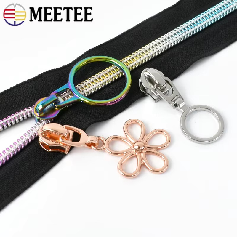 Meetee Reißverschlussschieber Set für Nylon-Reißverschlüsse, Metall-Reißverschlussköpfe in Multicolour für Kleidung und Taschen, DIY-Nähzubehör - Bild 3