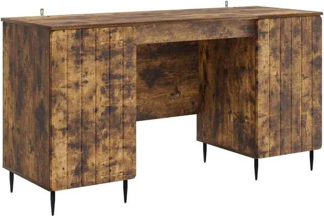 vidaXL Schreibtisch in Geräucherte Eiche, minimalistisches Design, B/T/H: 142,5 x 50 x 75 cm - Bild 1