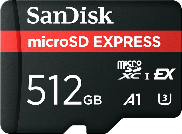 SanDisk microSD Express Speicherkarte, 512 GB, PCIe/NVMe Technologie, Schwarz - Bild 1