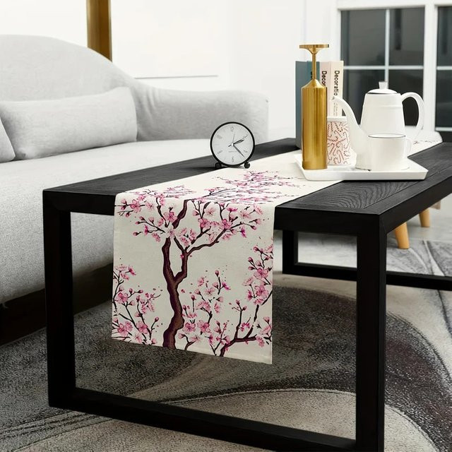 VIKAMA Tischläufer Sakura mit Kirschblüten-Blumenmuster im japanischen Stil, Länge: 150 cm - Bild 1