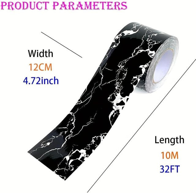 SZ-Damai Selbstklebender Marmor-Tapetenaufkleber in Schwarz, Breite: 12 cm, Länge: 10 m - Bild 1