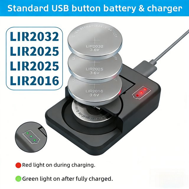 NDNNAS Wiederaufladbare Lithium-Knopfzellen LIR2032 LIR2025 LIR2016 als Ersatz für CR2032 CR2025 CR2016 in Silber - Bild 1