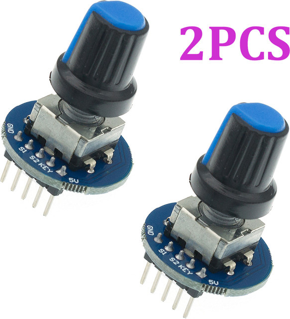 TENSTAR ROBOT 2er Set EC11 Drehgeber Modul mit runden Audio Rotierenden Potentiometer Knopf Kappen - Bild 1
