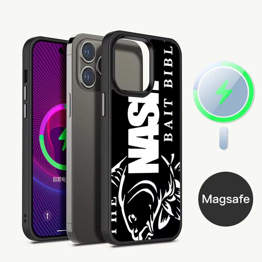 Nash Fishing Handyhülle mit Logo für iPhone 15 Pro Max, 14 Plus, 13, 12, 11 mit MagSafe magnetischer kabelloser Ladefunktion in Schwarz - Bild 4
