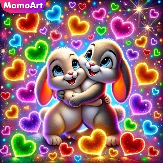 Momoart Diamant-Malerei, Kaninchen-Tiermuster, Diamant-Mosaik, adults - Bild 1