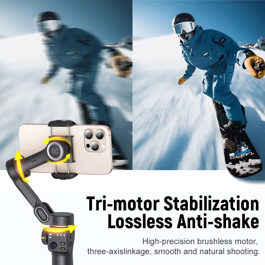 AOCHUAN Handheld Anti-Shake Gimbal Stabilisator mit Gesicht Tracking und Selfie Stick für iPhone und Android in Schwarz oder Weiß - Bild 3