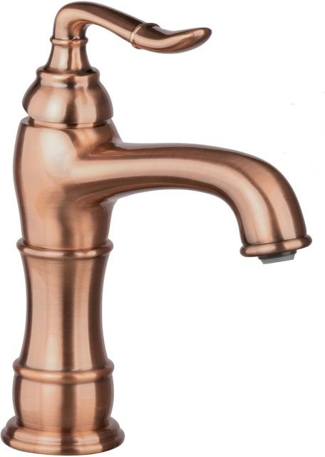 PaulGurkes Waschtischarmatur Nostalgie in Kupfer und Gold, Retro Mischbatterie aus Messing mit Einhebelmischer und Wassersparfunktion - Bild 1