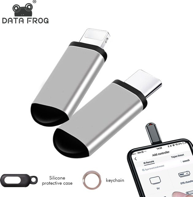 DATA FROG Universal IR-Fernbedienung Mini-Adapter für Smartphone mit Micro USB und USB Typ-C in Grau - Bild 1