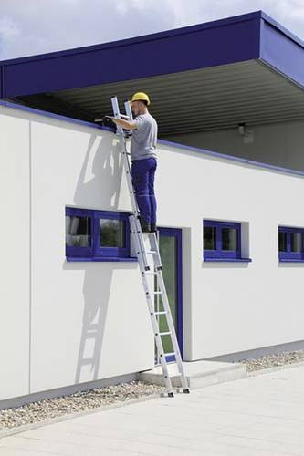 MUNK Günzburger Steigtechnik Aluminium Schiebeleiter 2-teilig, Farbe: Silber, maximale Arbeitshöhe: 10,3 m - Bild 1