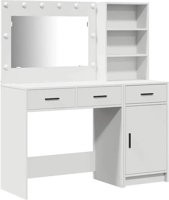 vidaXL Schminktisch 2-teilig in Weiß mit Hollywood-LED, modern, B/T/H: 78,5 x 41 x 135 cm - Bild 1