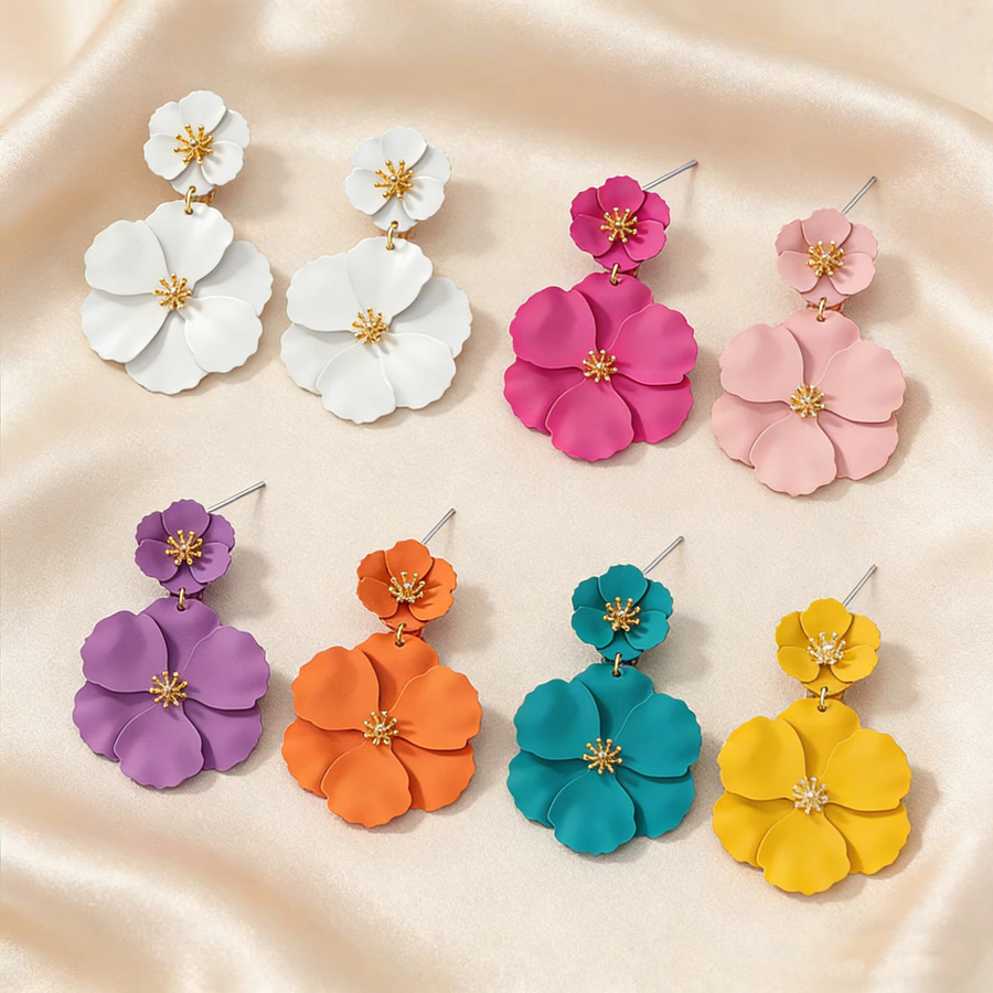 prjewel Ohrringe, Blumen, Mehrfarbig, Metall, Fuchsia - Bild 1