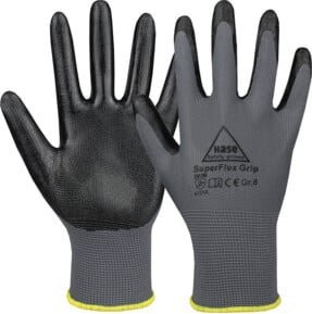 Hase Superflex Grip Montagehandschuh aus Polyester in Grau, Größe 6 - Bild 1