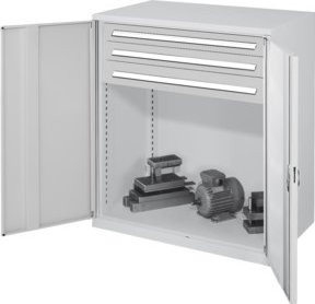 Kappes Schwerlastbeistellschrank Mod. 65 in Grau mit Vollblechtüren, 3 Schubladen und Regalböden, B/T/H: 60 x 60 x 111 cm - Bild 1