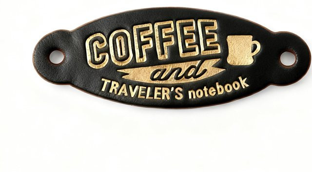 AIGUONIU Leder Aufnäher für Reise-Notizbücher in Braun mit Kaffee-Motiv, B: 6 cm, H: 2,3 cm - Bild 1