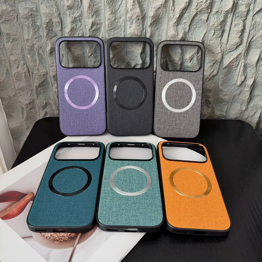 Luxuriöse magnetische Handyhülle für Huawei Honor 600 Pro in Lila mit Stoffmuster und Lederschutz - Bild 4