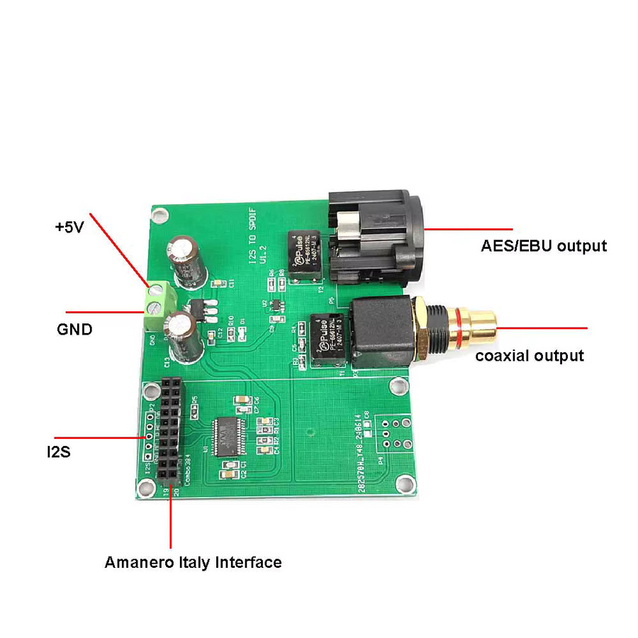 XMOS Amanero Digitale Audio-Schnittstelle mit WM8805 I2S zu AES/EBU und Koaxialwandler, 24BIT/192KHz für dein DAC-Upgrade und Studiogeräte in Grün - Bild 2