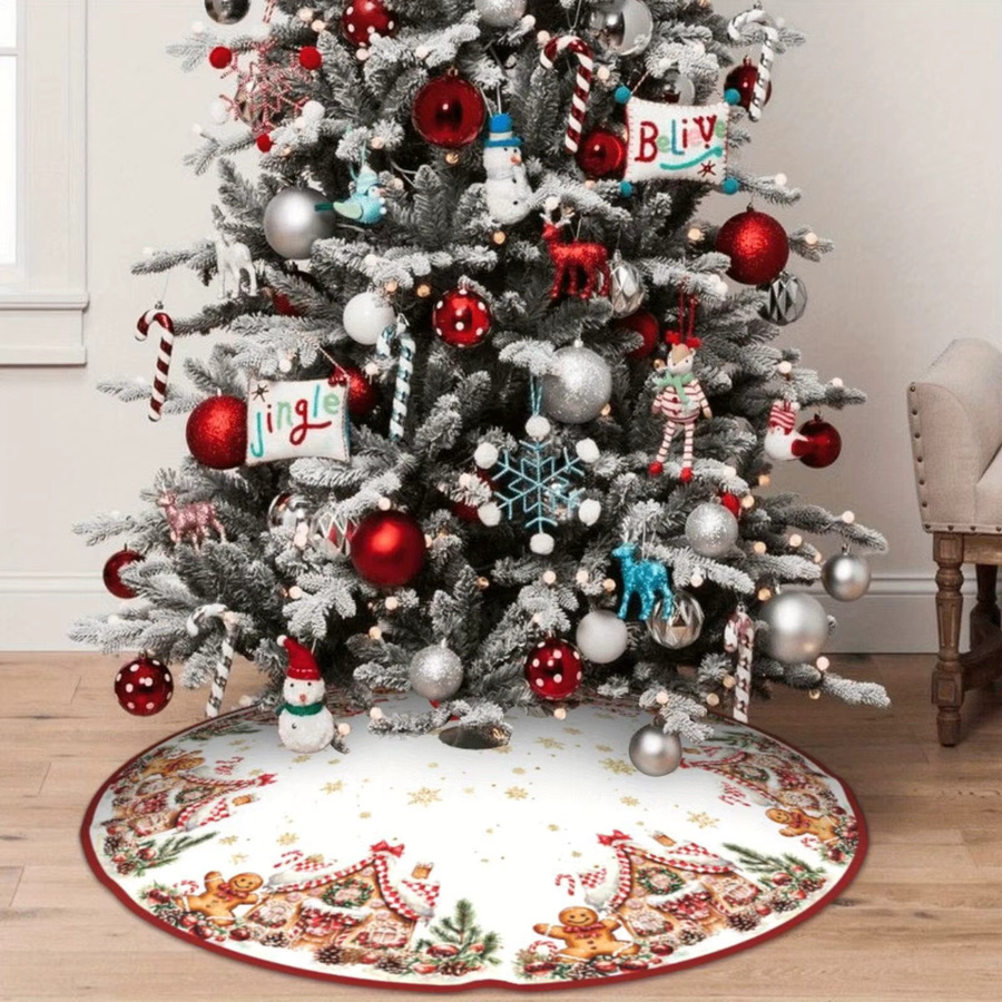 VIKAMA Weihnachtsbaumrock mit Cartoon-Lebkuchenmann Design in Mehrfarbig, Textil-Deko für deinen Weihnachtsbaum - Bild 2