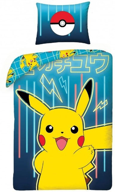 Pokémon Bettwäsche Set aus atmungsaktiver Baumwolle in Multicolour, Bettbezug und Kissenbezug, Breite: 140 cm, Länge: 200 cm - Bild 1