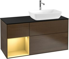 V&B Waschtischunterschrank Finion in Walnuss mit lackierter Oberfläche, Breite: 120 cm, Höhe: 50,1 cm - Bild 1