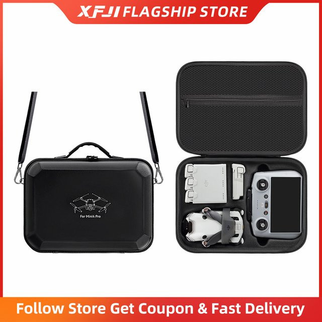 DJI Mini 4 Pro Tragetasche aus hartem EVA – Wasserdichte Reise- und Schultertasche für Drohne und Fernbedienung in Schwarz - Bild 1