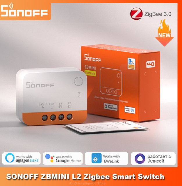 SONOFF ZBMINI L2 Zigbee-Schalter, kabelloses 2-Wege-Modul für Smart Home, ohne Neutralleiter, Farbe: Weiß - Bild 1