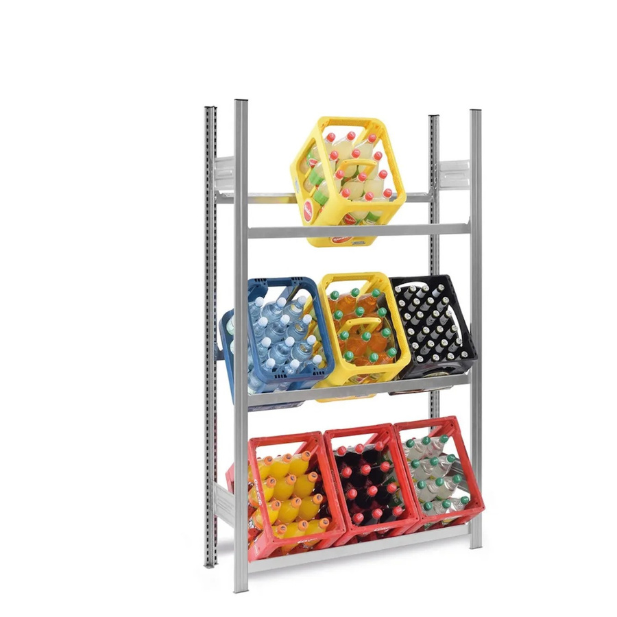 PROREGAL Getränkekistenregal Stecksystem T-Profil aus verzinktem Stahl, H x B x T: 175 x 100 x 30 cm, 3 Ebenen mit 100 kg Fachlast - Bild 2
