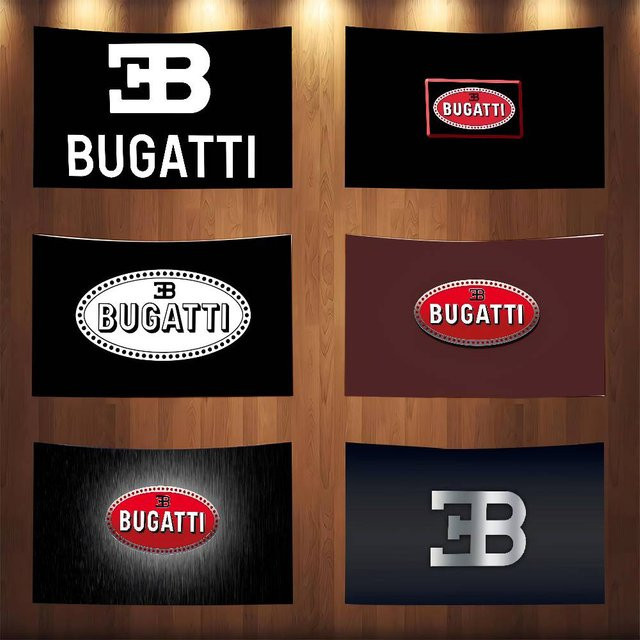 B-Bugatti Wandteppich Flagge Banner Schwarz für Garage und Schlafzimmer B/H: 50 x 70 cm - Bild 1