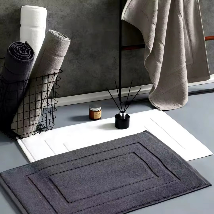 EGW Rutschfeste Badezimmer-Fußmatte aus 100% Baumwolle in Grau, Breite: 50 cm, Tiefe: 80 cm - Bild 2