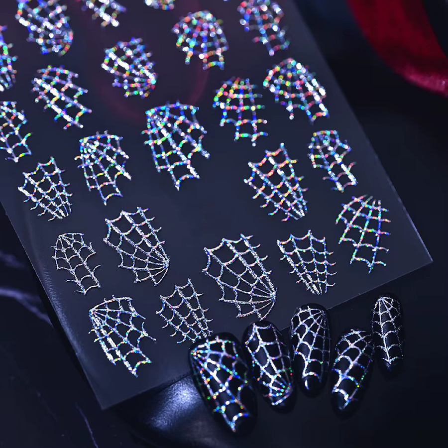 MingLee Nagelaufkleber, 3D Holographische Glitzer-Spinnennetz, Glänzend - Bild 2
