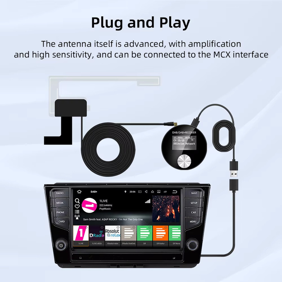 EzoneTronics Auto DAB/DAB+ Radio-Adapter Tragbarer Digitalradio Musikempfänger mit FM-Sender und unbegrenzten Voreinstellungen in Schwarz - Bild 3
