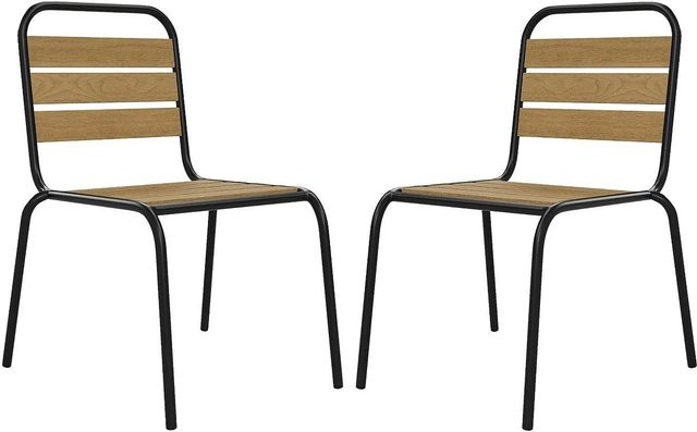 Gartenstuhl MYLIA von Vente-unique in Schwarz aus Polywood und Metall, stapelbar - Bild 1