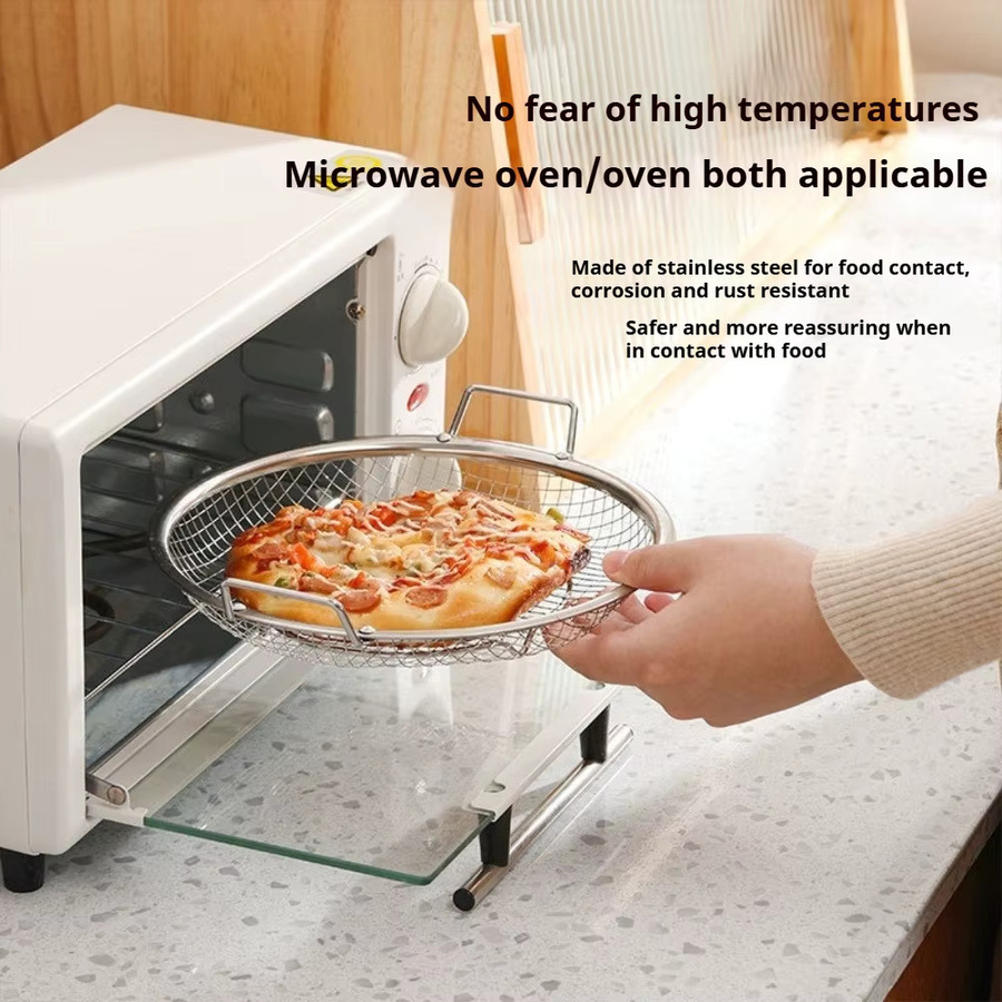 FEB.WIND Air Fryer Grillrost aus Edelstahl in Silber, runder Siebkörbchen für Gemüse, Obst und Pommes - Bild 3
