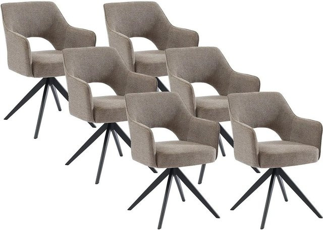Vente-unique Stuhl Konya in Taupe mit Stoffbezug und Metallgestell, Breite: 58 cm - Bild 1