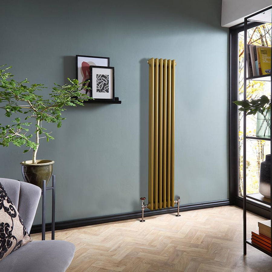 Hudson Reed Gliederheizkörper 2-säulig Vertikal in Gold, Höhe: 150 cm, Breite: 29 cm, Tiefe: 6,4 cm - Bild 1