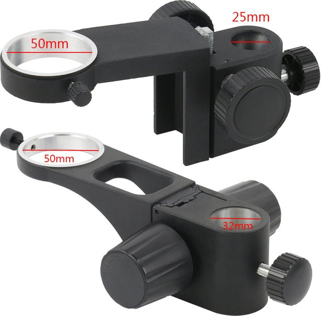 Eakins Mikroskop Arm Halterung mit 50mm Fokus-Einstellung und Getriebe für 25mm oder 32mm Durchmesser, Schwarz - Bild 1