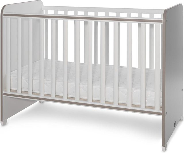 Lorelli Babybett Sweet Dream Unterbettrahmen mit zwei Ebenen in Weiß und Braun, B/T/H: 124 x 68 x 95 cm - Bild 1