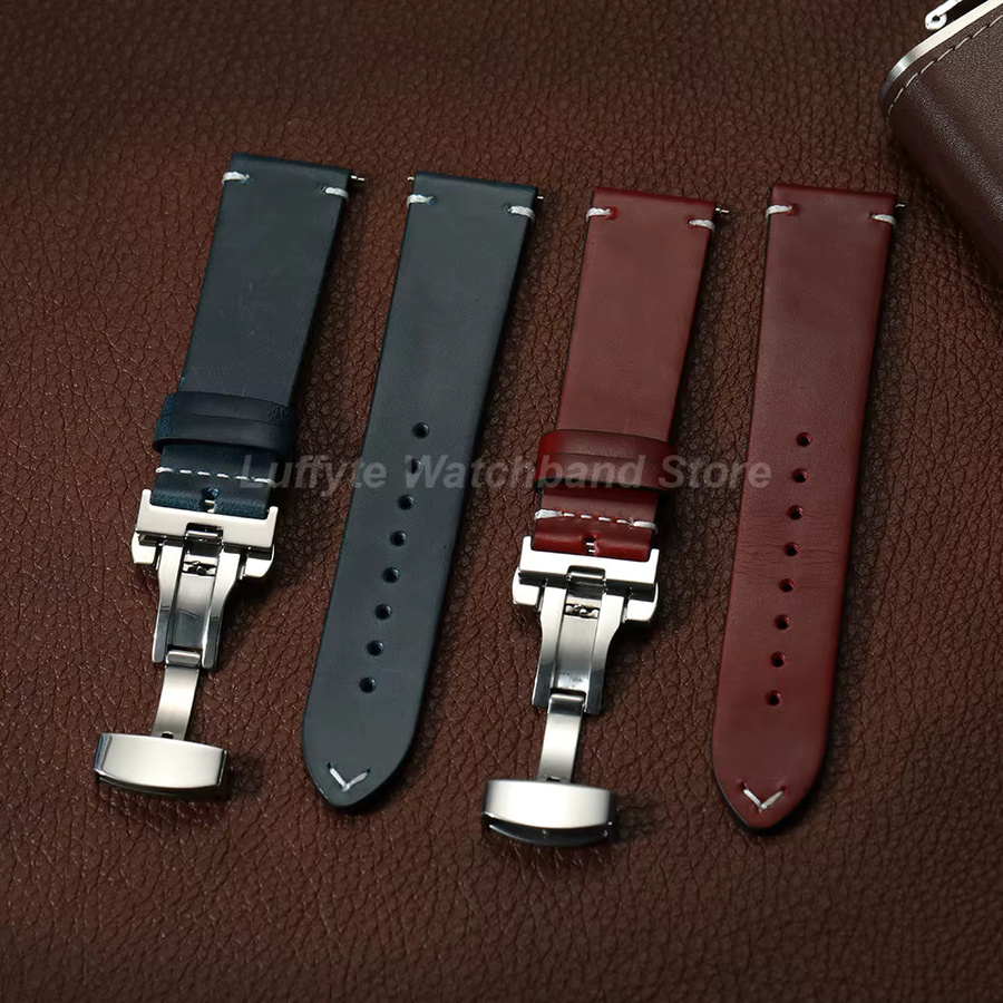 luffyte Uhrenarmband Leder, Schmetterlingsschnalle, Herren - Bild 1