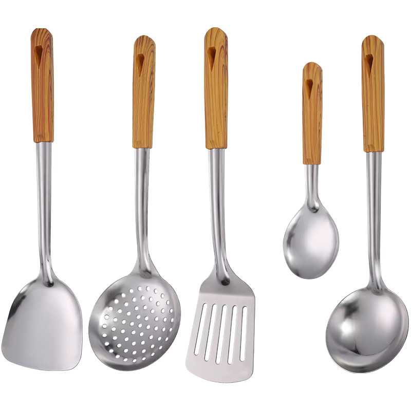 Edelstahl Schöpfkelle mit Holzgriff in Silber - Bild 4