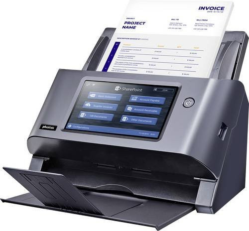 Plustek eScan A355 Pro Dokumentenscanner mit WLAN und LAN, 600 x 600 dpi, Grau - Bild 1