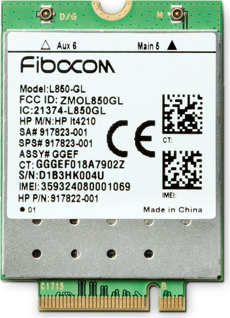 HP XMM 7360 Drahtloses Mobilfunkmodem 4G LTE M.2 Card mit GPS für Business-Notebooks in Schwarz - Bild 1