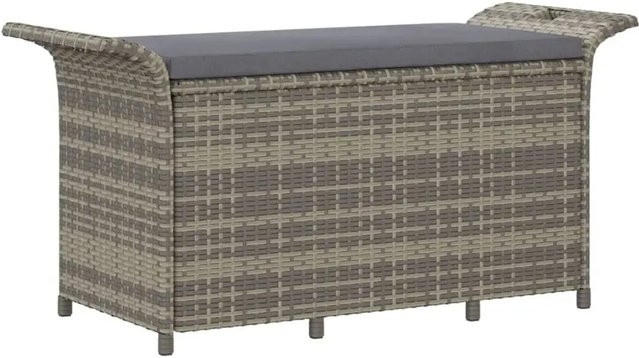 vidaXL Gartenbank aus Poly Rattan mit Kissen in Grau, B/T/H: 116 x 46 x 57 cm - Bild 1