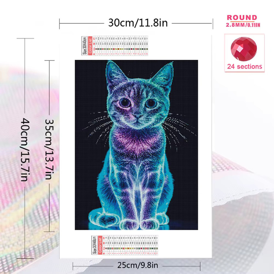 Evershine Diamantmosaik Set Katze als Bild aus Strasssteinen in Multicolour mit Vollbohrern für dein Hobby-Projekt - Bild 2